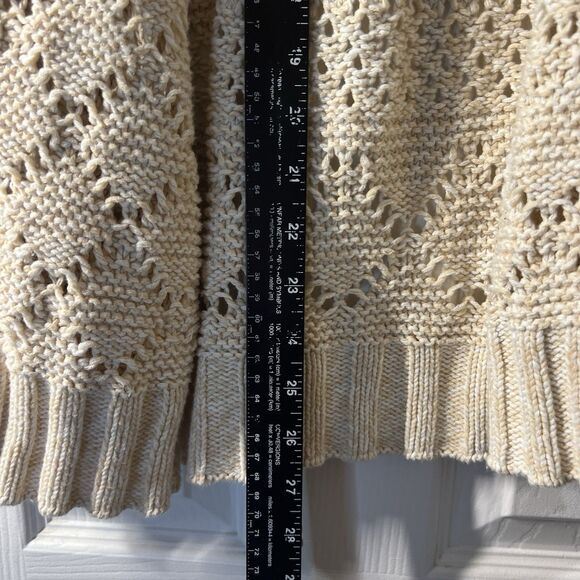 Lucky Brand Women’s Crochet Knit Cardigan Sweater Beige Cotton Blend S - Picture 11 of 14